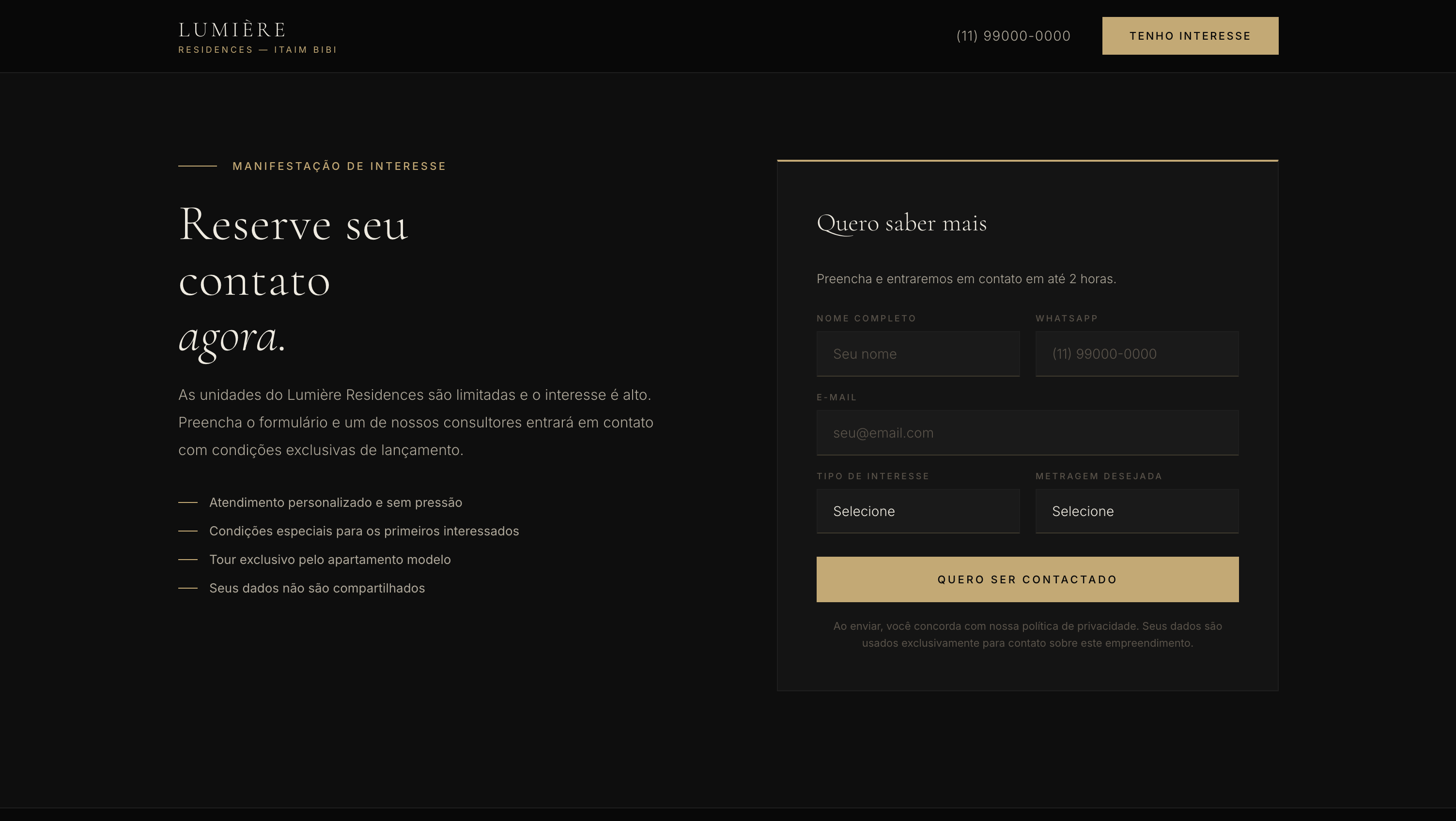 Formulário de prospecção de leads